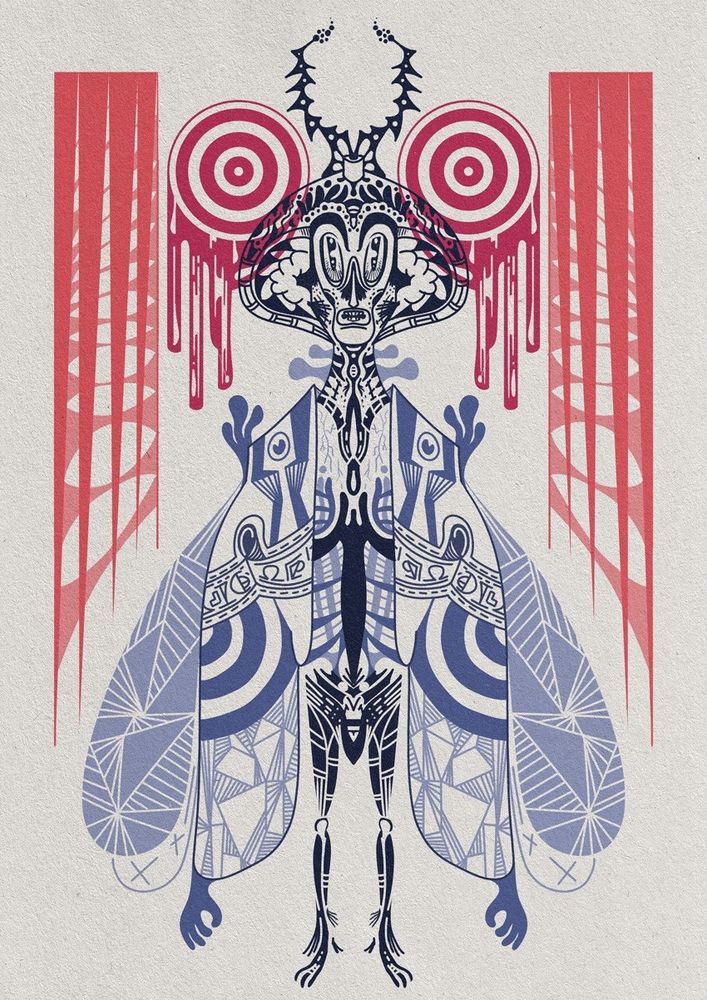 Symmetrical drawing of an insect folk 