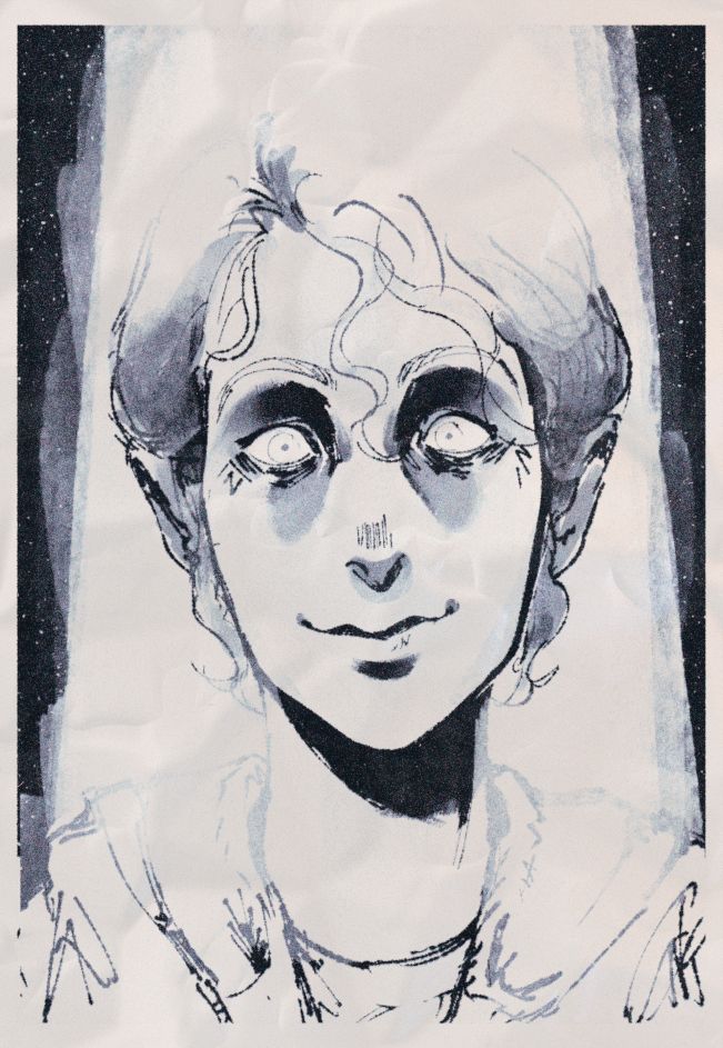 portrait of a young woman in moonlight