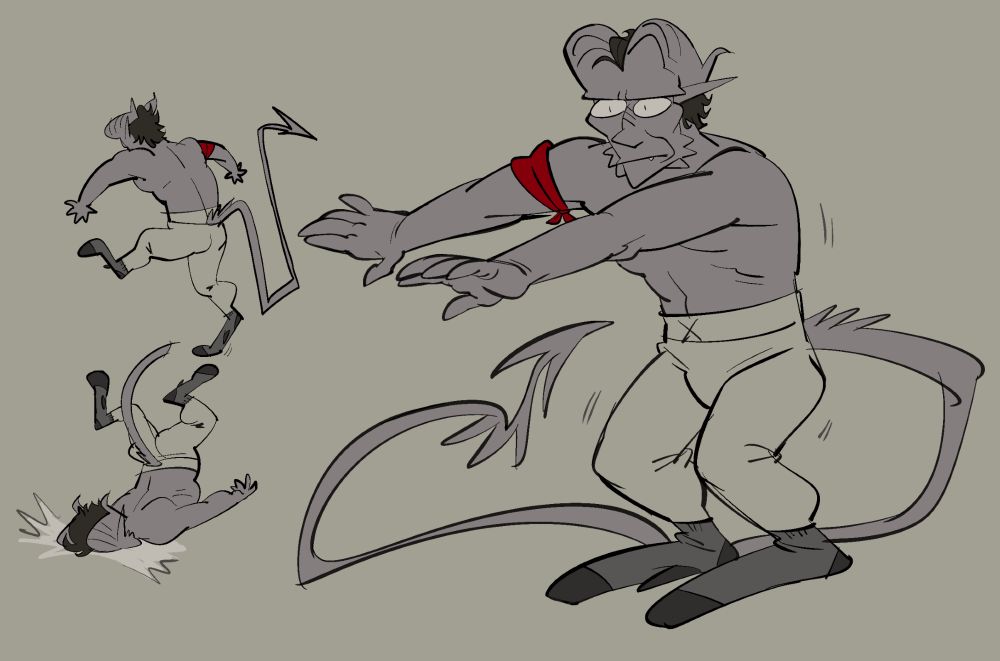 digitigrade tiefling struggling to stand in socks. Kitten Mittens-style stumble