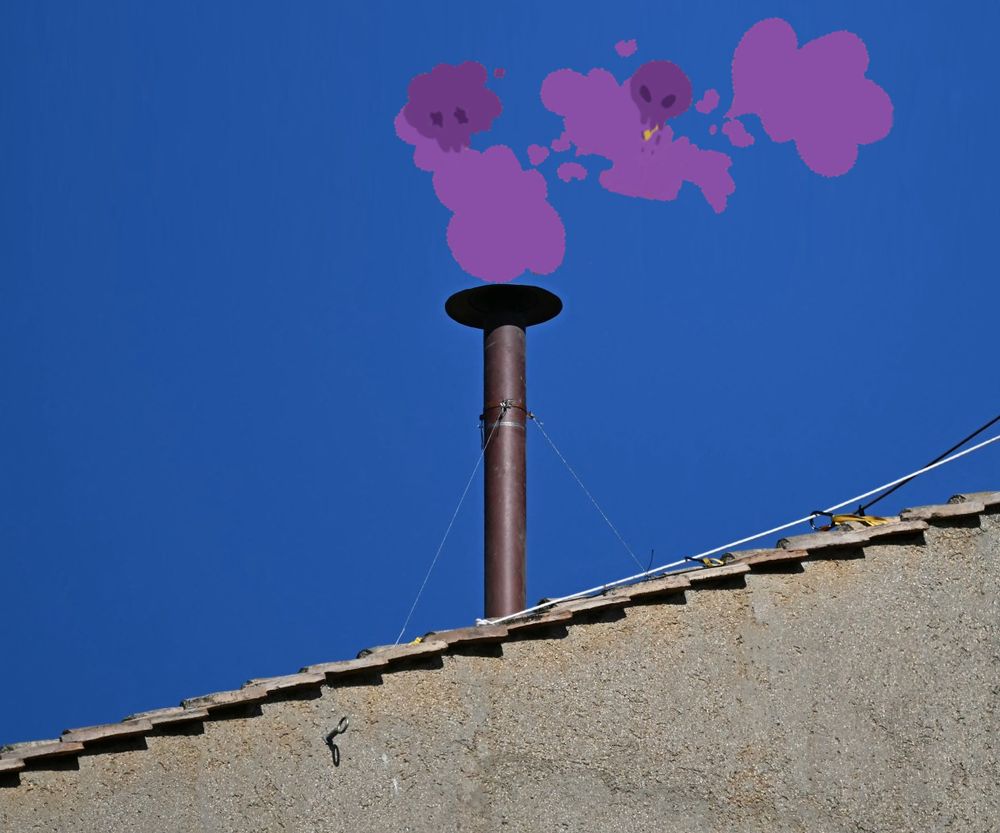 sistine chapel chimney with purple smoke coming out of it