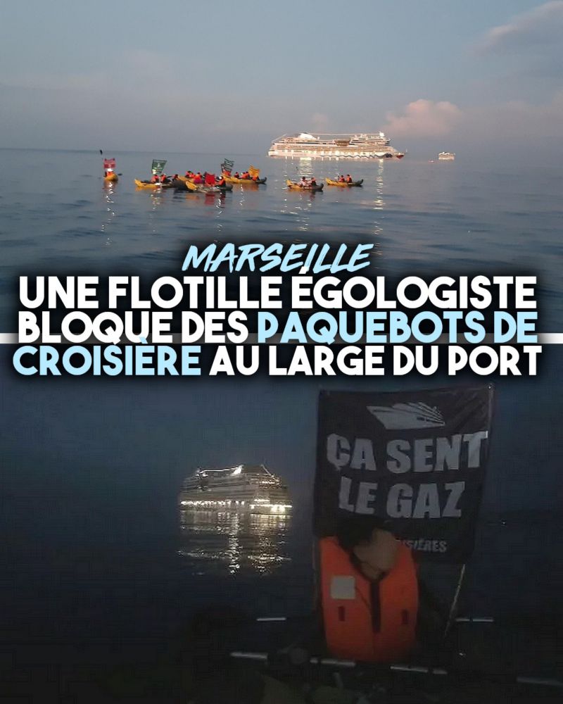 Marseille : une flotille de kayaks bloque des bateaux de croisière