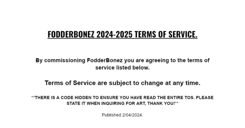 FODDERBONEZ 2024-2025 TERMS OF SERVICE