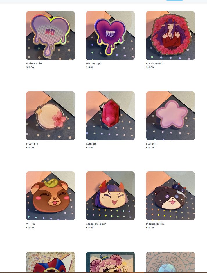 scrolled screenshot of store