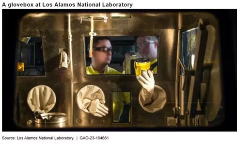 A glovebox at Los Alamos National Laboratory