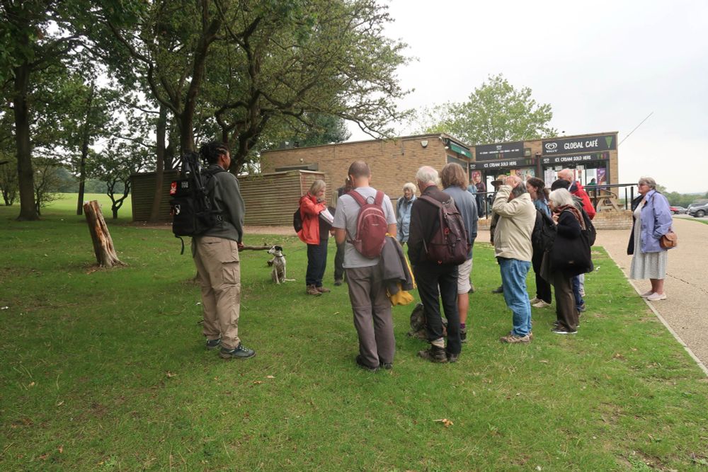 The walking group at the meeting place outside the visitor centre at Hainault Forest Park. 
