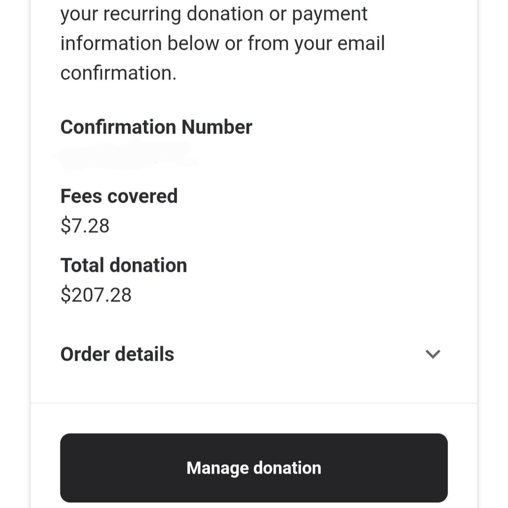 Receipt for donation to the Trevor Project. 
