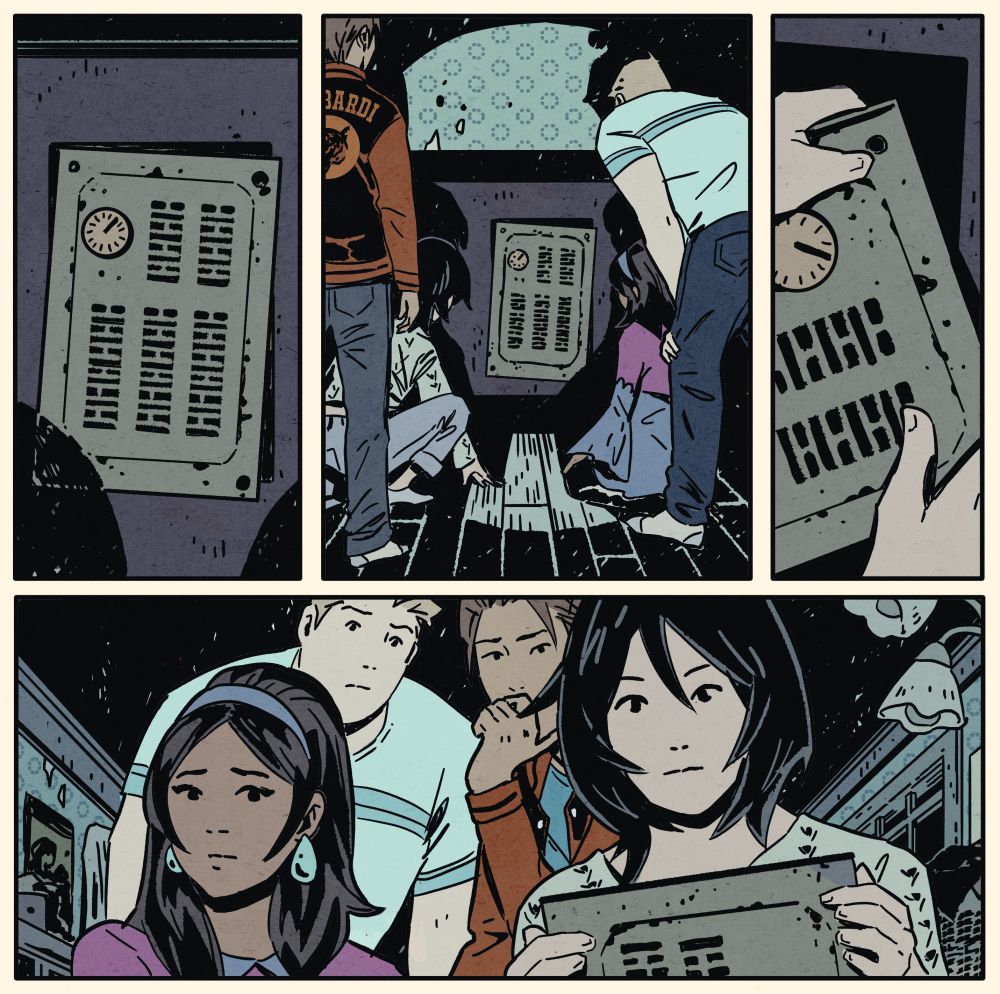 the kids from hello sunshine looking inside an old wall heater