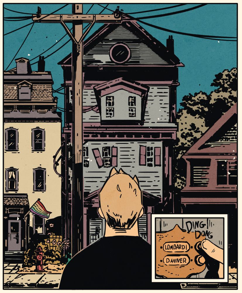 noah looking at a dilapidated house and ringing the doorbell