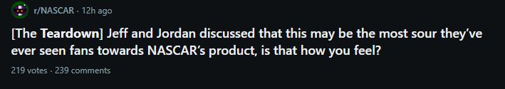 [The Teardown] Jeff and Jordan discussed that this may be the most sour they’ve ever seen fans towards NASCAR’s product, is that how you feel?