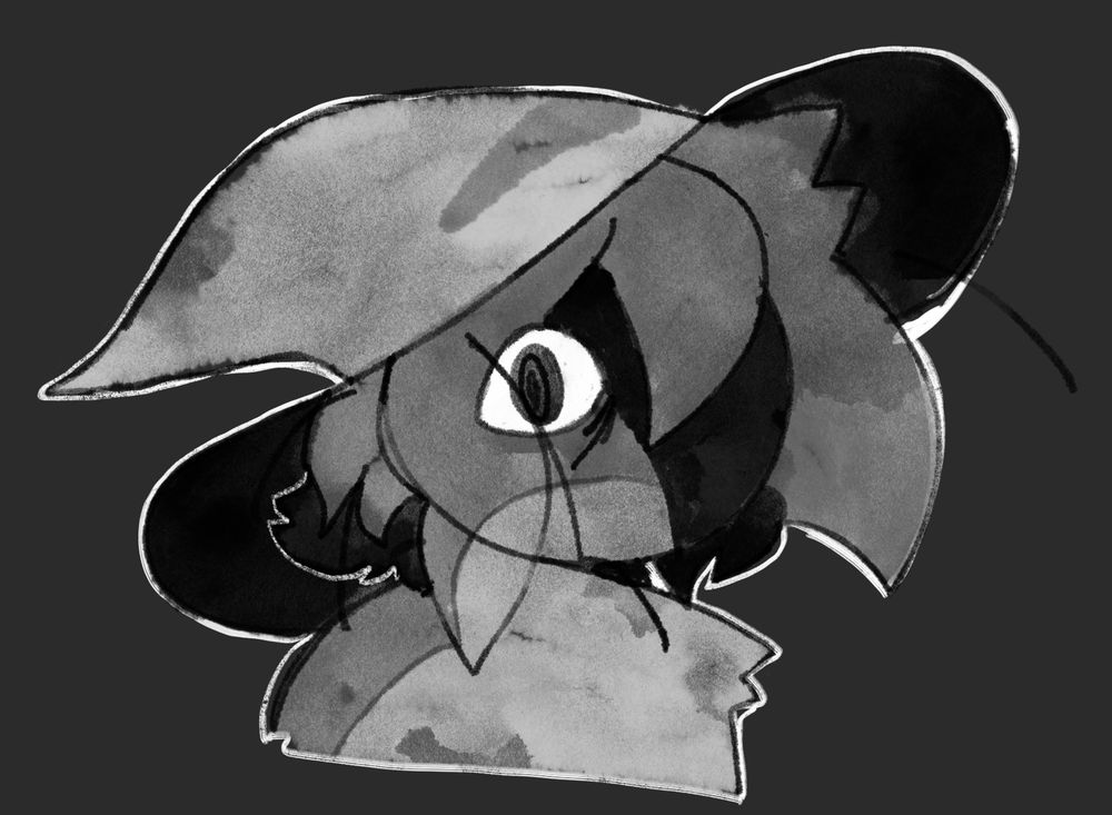A screenshot redraw of siffrin from in stars and time during the scene you get memory of sadness I believe. The screenshot is drawn in procreate and is in black and white. Siffrin stars at the camera intensely #isat #ISATSpoilers