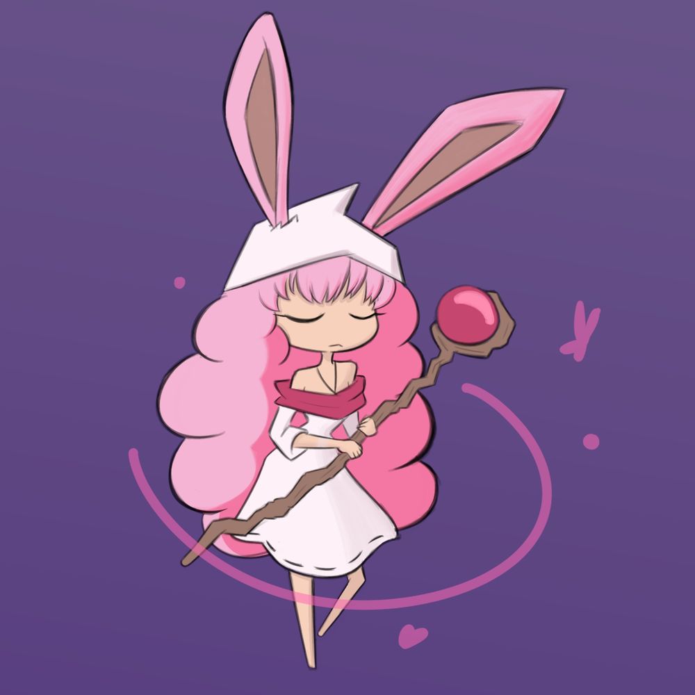 A doodle of a druid rabbit from the game Rabbit and Steel