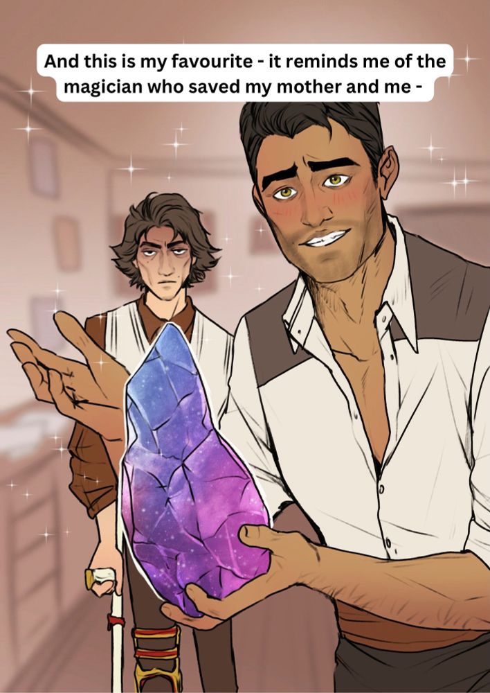 Jayce proudly showing his favourite gemstone that has the colours of the anomaly while Viktor’s is standing in the back looking menacingly at the viewer 