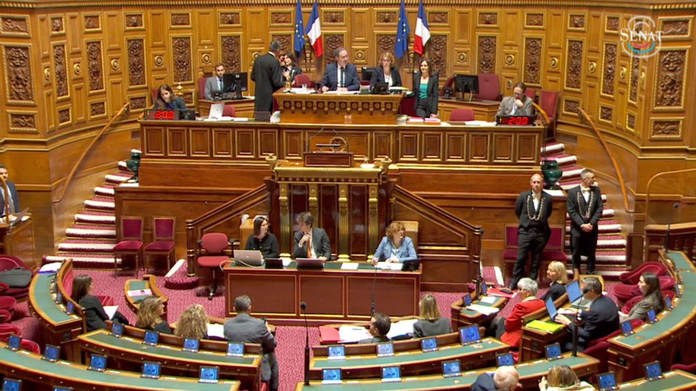 L'hémicycle du Sénat au moment de l'adoption de la PPL "Exposition des sapeurs-pompiers à des agents cancérogènes, mutagènes ou toxiques"