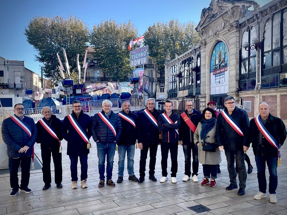 Rassemblements des élus audois avant la manifestation viticole de Narbonne