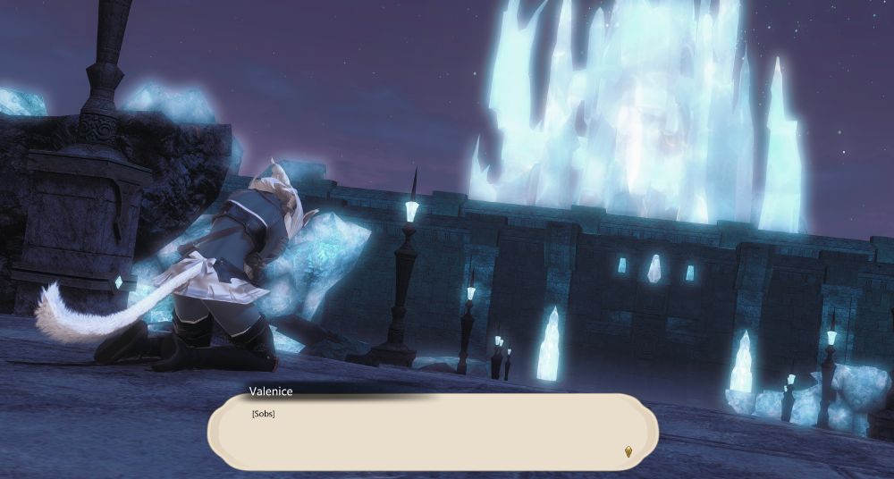 Valenice then drops to her knees, crying.