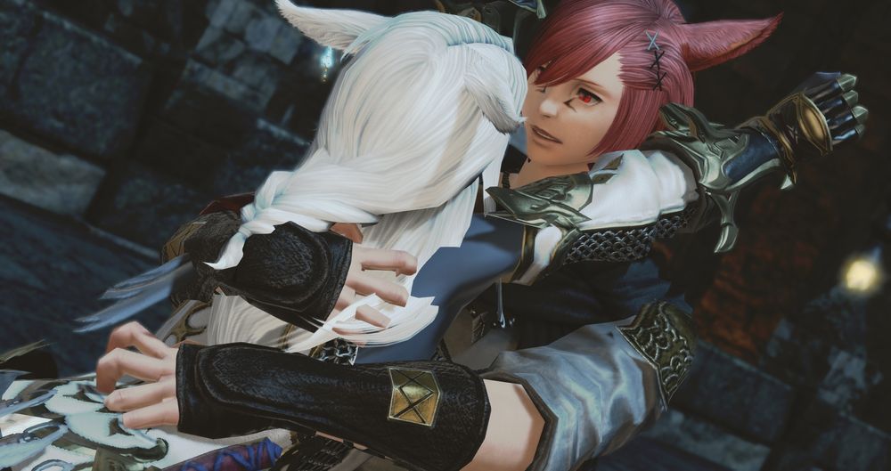 Valenice decides to jump into his arms instead, and G'raha is caught off guard -