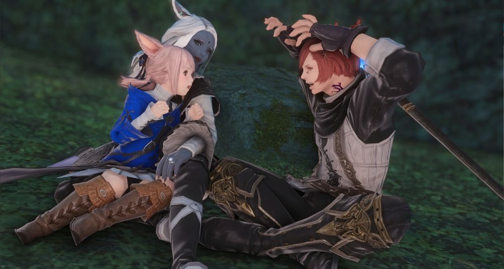G'raha telling grand tales of the Warrior of Light's Adventures, exciting Nova.