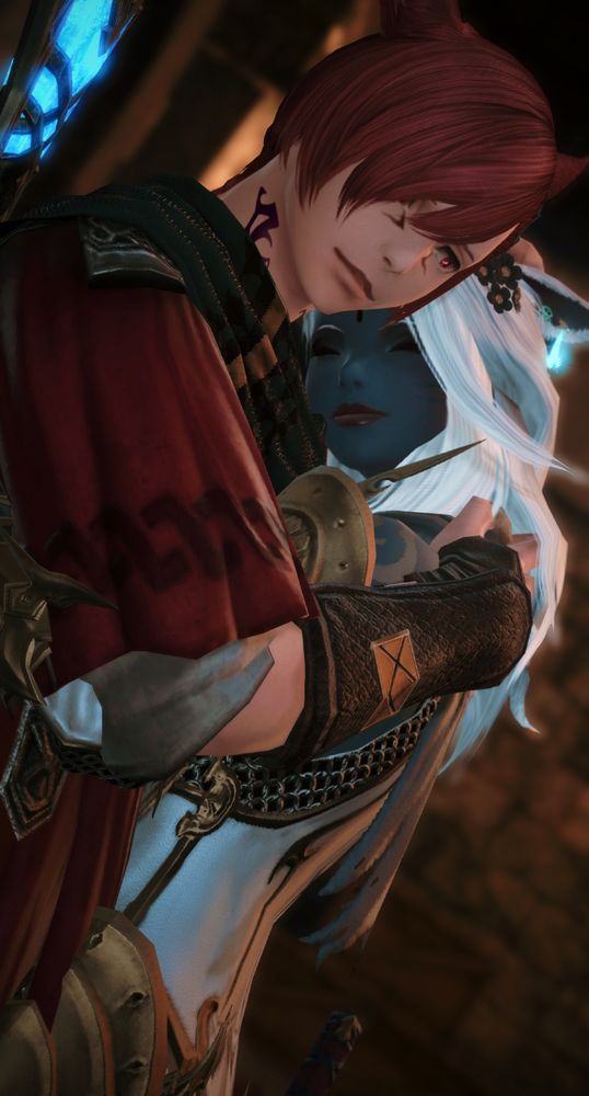 Valenice hugging G'raha tightly