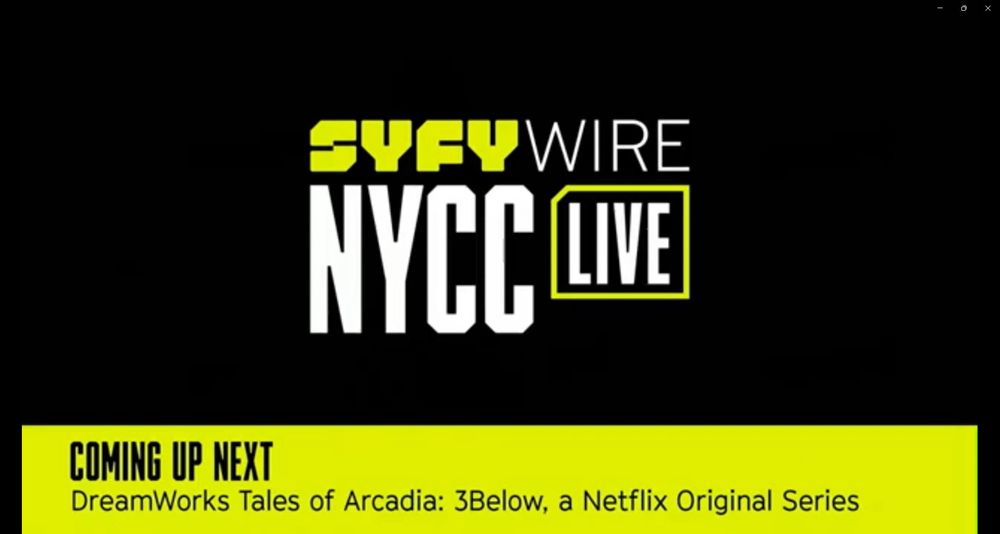 Screenshot of the video thumbnail. It has the SYFY WIRE NYCC Live logo and specifically mentions coming up next is the 3Below panel. Because of the nature of the panel you can just listen to the audio.