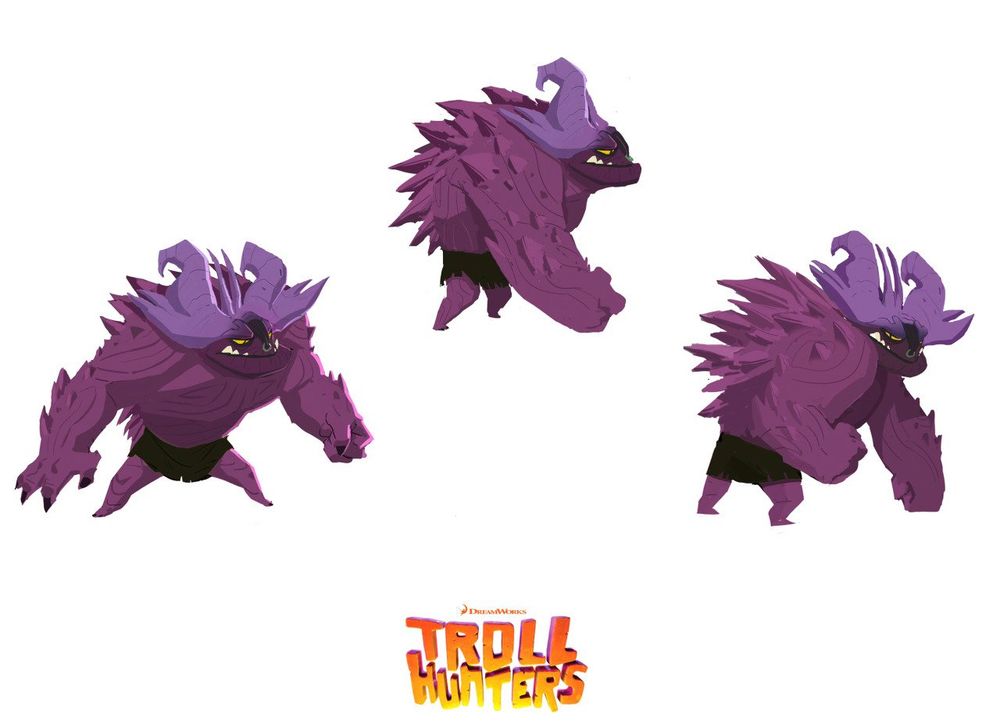 Visual development from Tales of Arcadia: Trollhunters by Headless Studios. It features Purple Draal in his Bular era which all things considered not much changes from this point.