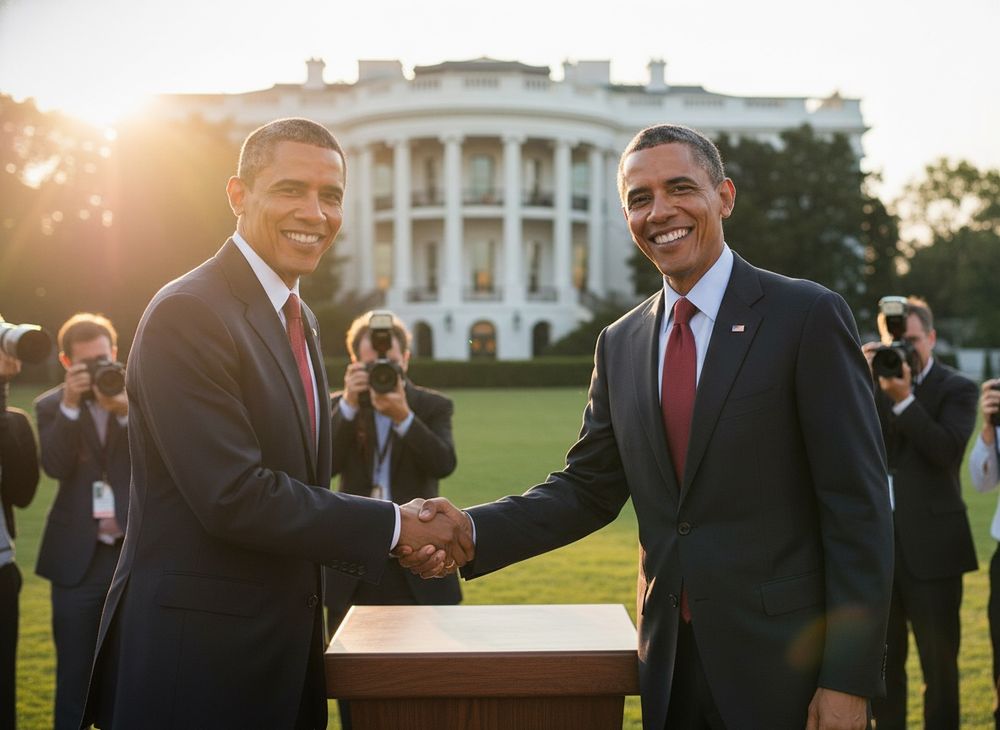 obama shaking hands with obama