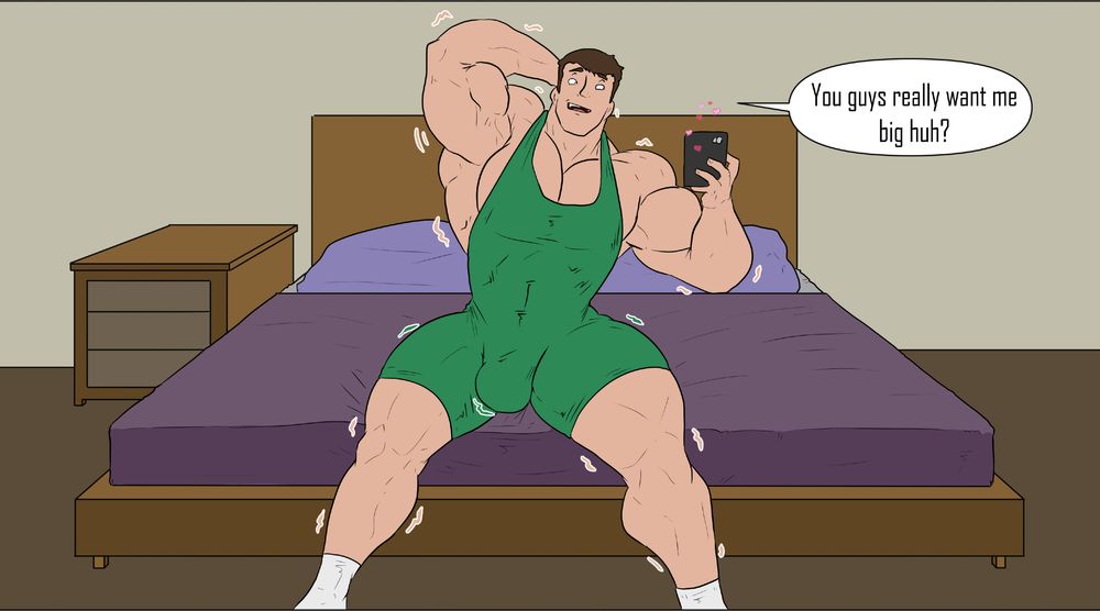 The likes have started flowing in and the guy starts swelling, muscles bulging as he gives his followers a little flex. The likes keep coming