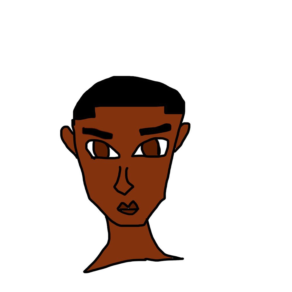 A drawing of a black woman with short hair 