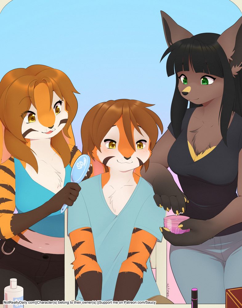 Miranda (left), Alexis (center), and Leah (right) by @saucymcfuzzy.bsky.social