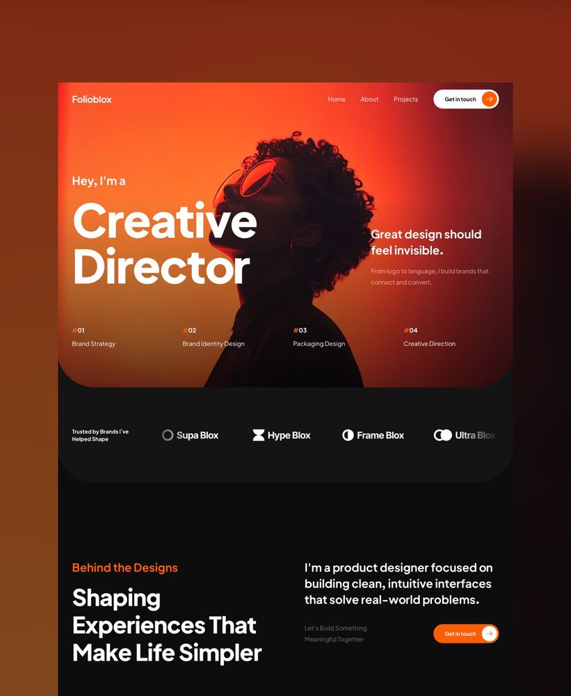 Folioblox Portfolio Framer Template in Dark Mode 🔥