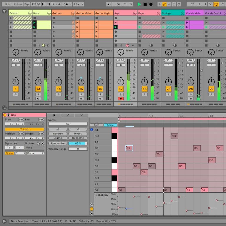 Screenshot of Ableton live, all gray and boxy 