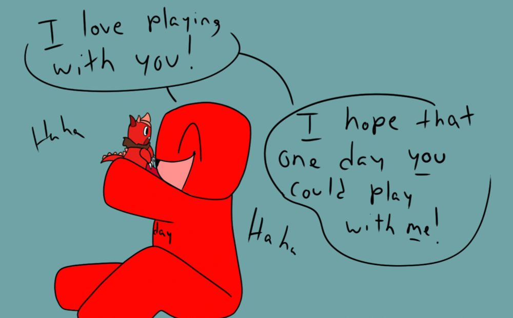 c00lkidd holding up a drakobloxxer toy while smiling and kicking his feet. He says "I love playing with you! I hope that one day you could play with me!"