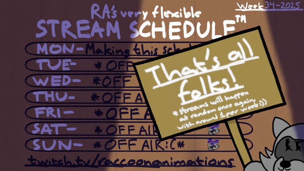 That's all folks! 
Weekly schedules are over and we are back to having random streams, around once per week :))