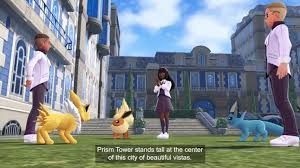 A shot of some Pokémon trainers standing in an outdoor city area from Pokémon Legends ZA (2025).