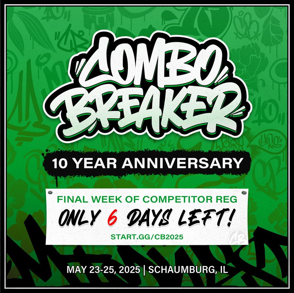 Graphic promoting that there are 6 days of competitor registration remaining for COMBO BREAKER 2025.
