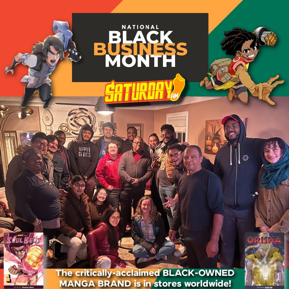 Saturday AM, home of diverse manga hits like CLOCK STRIKER, ORISHA, APPLE BLACK ORIGINS, and more celebrates NATIONAL BLACK BUSINESS MONTH as the biggest black-owned manga brand in the world.