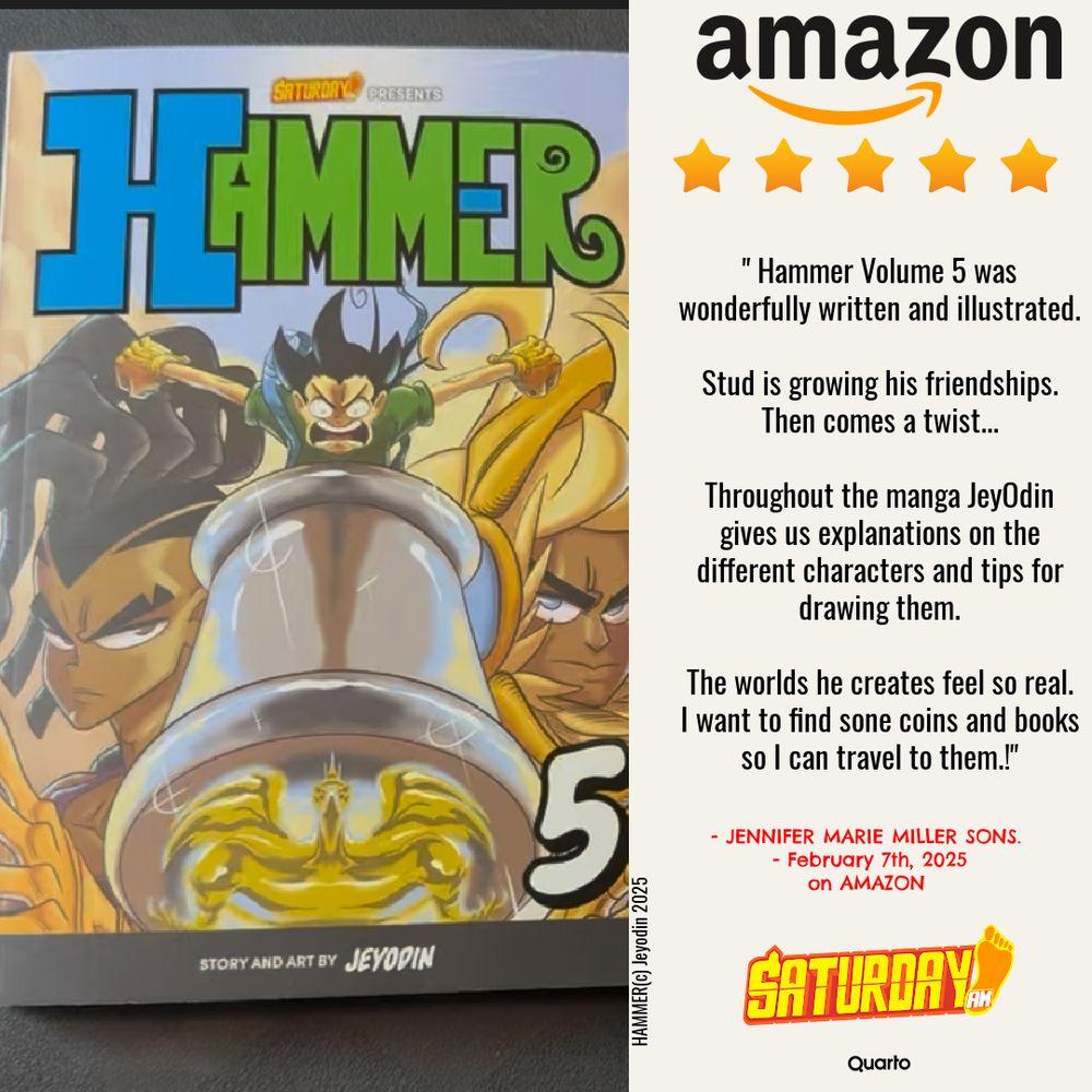 HAMMER VOL 5 by the beloved artist Jeyodin offers some crazy new twists to the epic series and to Saturday AM's diverse manga multiverse.