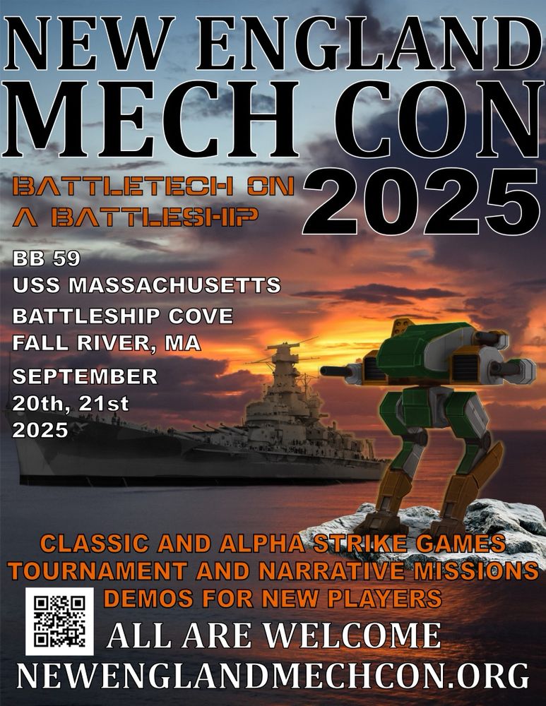 Poster for a 2 day Battletech event. September 20-21, Fall River, MA.