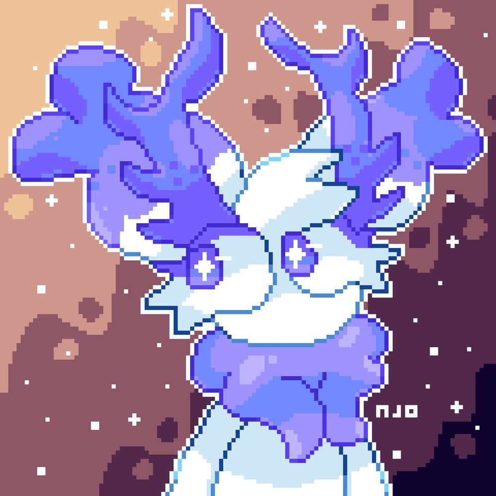 ArtFight attack on Liphyrus. The image shows a white jackalope with purple horns.