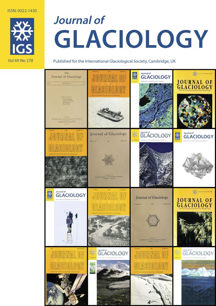 PREFACE. A collection of historic Journal of Glaciology covers adorns the cover page of the current journal issue before you. Starting in 2024, after 77 years of print publication, the International Glaciological Society (IGS) is moving to online-only publication of both our Journal of Glaciology (JOG) and Annals of Glaciology (AOG). This JOG Volume 69 Issue 278 is the final journal issue for which a paper copy will be issued. Discontinuing print copies allows us to reduce our environmental impact, speed up time to publication in final citable form, and save cost. All JOG issues can be found online on https://www.cambridge.org/core/journals/journal-of-glaciology.
JOG is the flagship scientific journal of the IGS and has been issued in print since 1947 as a journal on all aspects of snow and ice. The journal Nature announced, “The Journal promises to find a place among scientific periodicals of value” (Nature 159(736), 1947). Indeed, our JOG has found its place, and will continue to do so into the future.
A concise history of our Journal was written by John W Glen (Glen, 2010: JOG 56(200)). Glen’s paper and reports in the IGS newsletter ICE document many transitions. Most early volumes contained papers presented at the annual meetings, where the discussion that followed was also printed. In 1980, AOG took over this function.
Between 1947 and 2023, 69 volumes and 278 issues of JOG were printed plus a Special Issue Commemorating the Fiftieth Anniversary of the IGS in 1987. More than 10 000 authors have published in JOG. 
With JOG's final printed copy before you we thank all editors, editorial and production staff, and all authors and reviewers going back to the inception of the Journal. Each individual and collective effort has enabled the Journal to serve the glaciological community for the past 77 years. As we say goodbye to bound hard copies, we look forward to a long and bright future for the Journal.
Hester Jiskoot
10th Chief Editor of the Journal of Glaciology