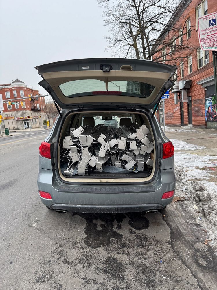 700 pounds of riser parts loaded into a Hyundai Santa Fe