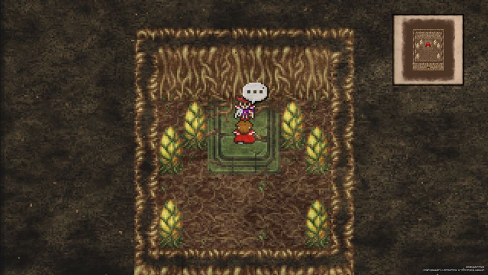 a screenshot from the pixel remaster of final fantasy iii of the player character interacting with hein