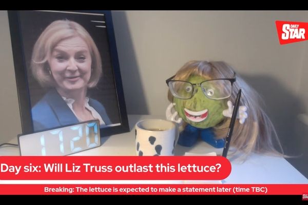 An image from the Daily Stars "Will Liz Truss outlast this lettuce" campaign in 2022.