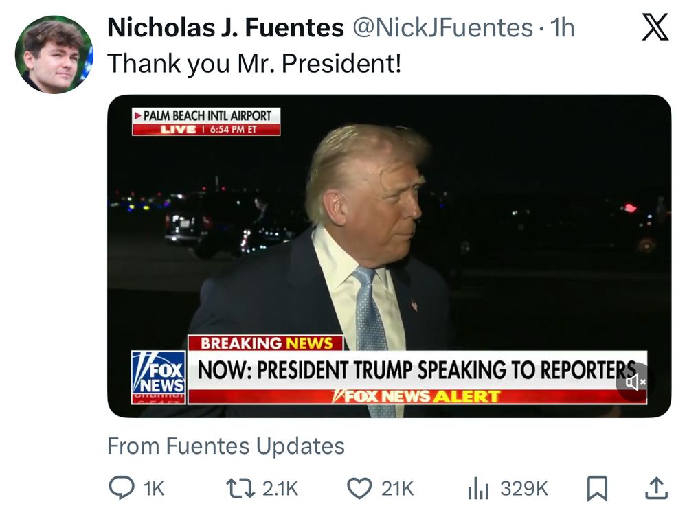 Fuentes thanks Trump