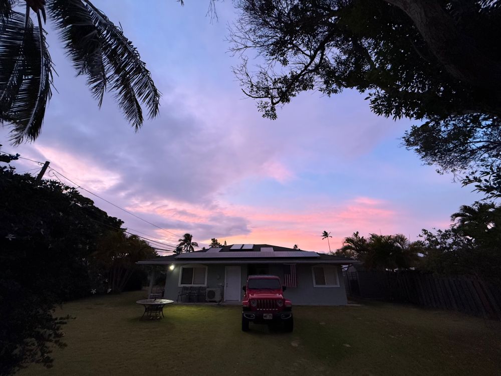 Sunset over a home in Kailua Oahu, Hi