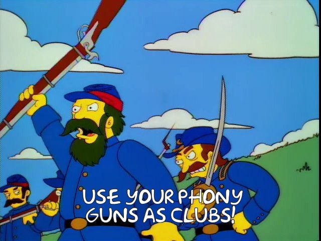 Screenshot from the Simpsons episode where the teachers go on shrike.

Not pictured: Principal Valiant