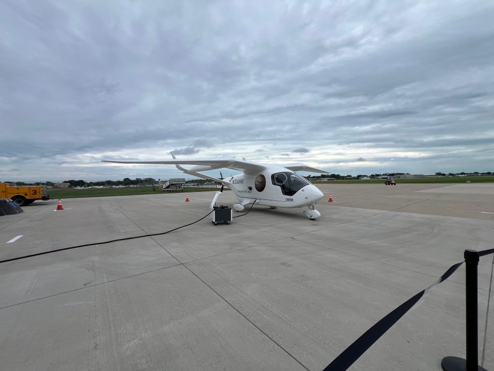 CX300 electric airplane. Looks tall and strangely short front to back.