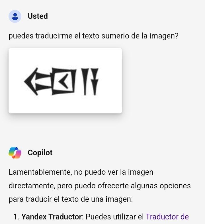 Le pido que traduzca los símbolos cuneiformes gul-a.
Dice que no puede