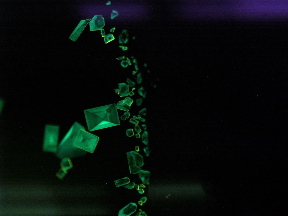 green glowing crystals