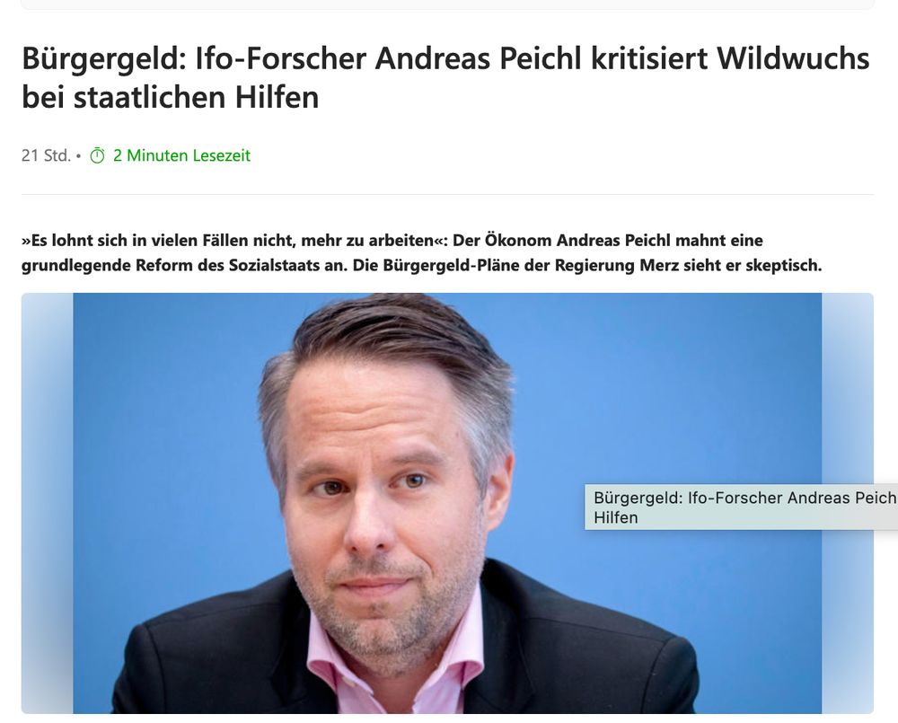 Bürgergeld: Ifo-Forscher Andreas Peichl kritisiert Wildwuchs bei staatlichen Hilfen. "Es lohtn sich in vielen Fällen nicht mehr, zu arbeiten": Der Ökonom mahnt eine grundlegende Reform des Sozialstaats an. Die Bürgergeld-Pläne der Merz-Regierung sieht er skeptisch. 