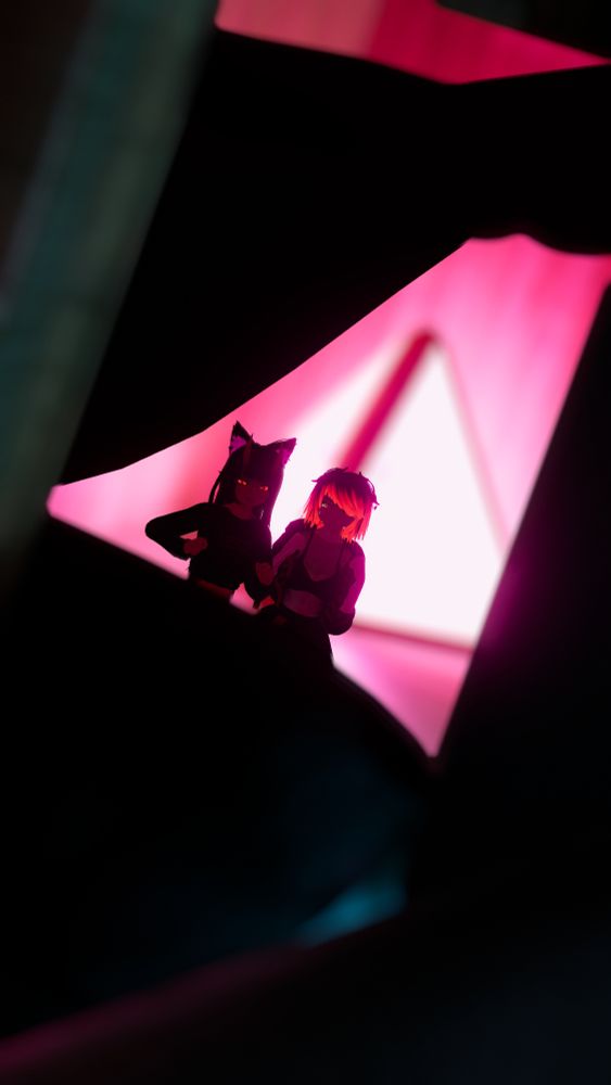 Me and my partner kay@virtualreality.engineer‬ in the small cuddle nook in my VRChat world. Must be < .40 meters to enter!!